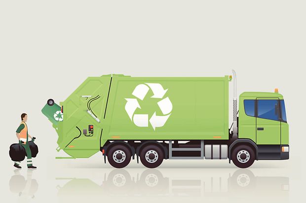 Ein illustriertes Müllfahrzeug